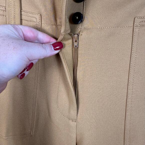 Maeve by Anthropologie Womens Naomi Ponte Wide Leg Flare Pants in Bronze Size 10 - Picture 10 of 15